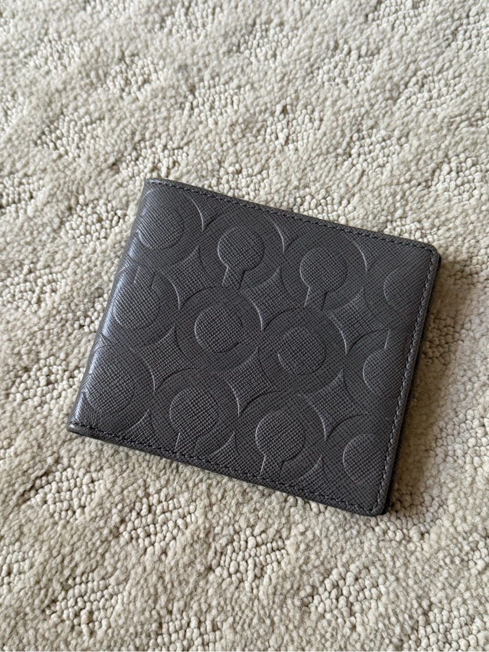 Coach Men's Embossed Signature Bifold Wallet - Charcoal